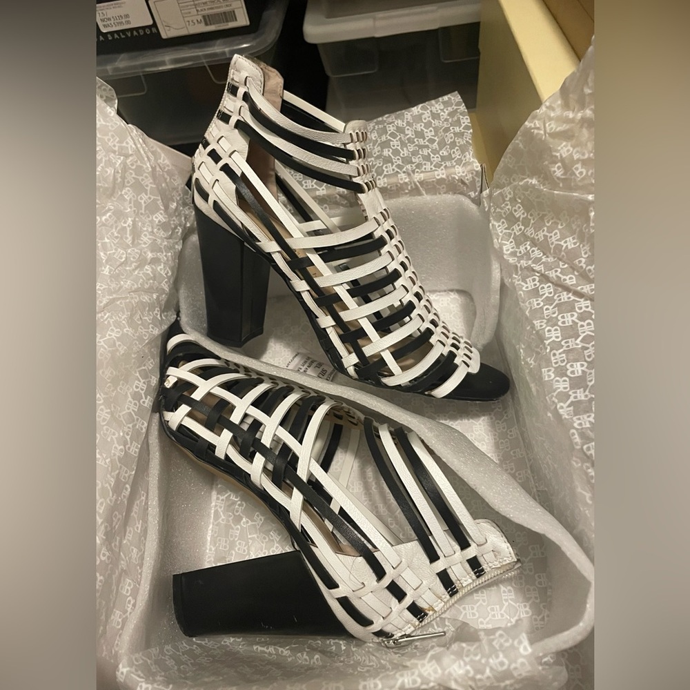 Black and White Strappy Heels